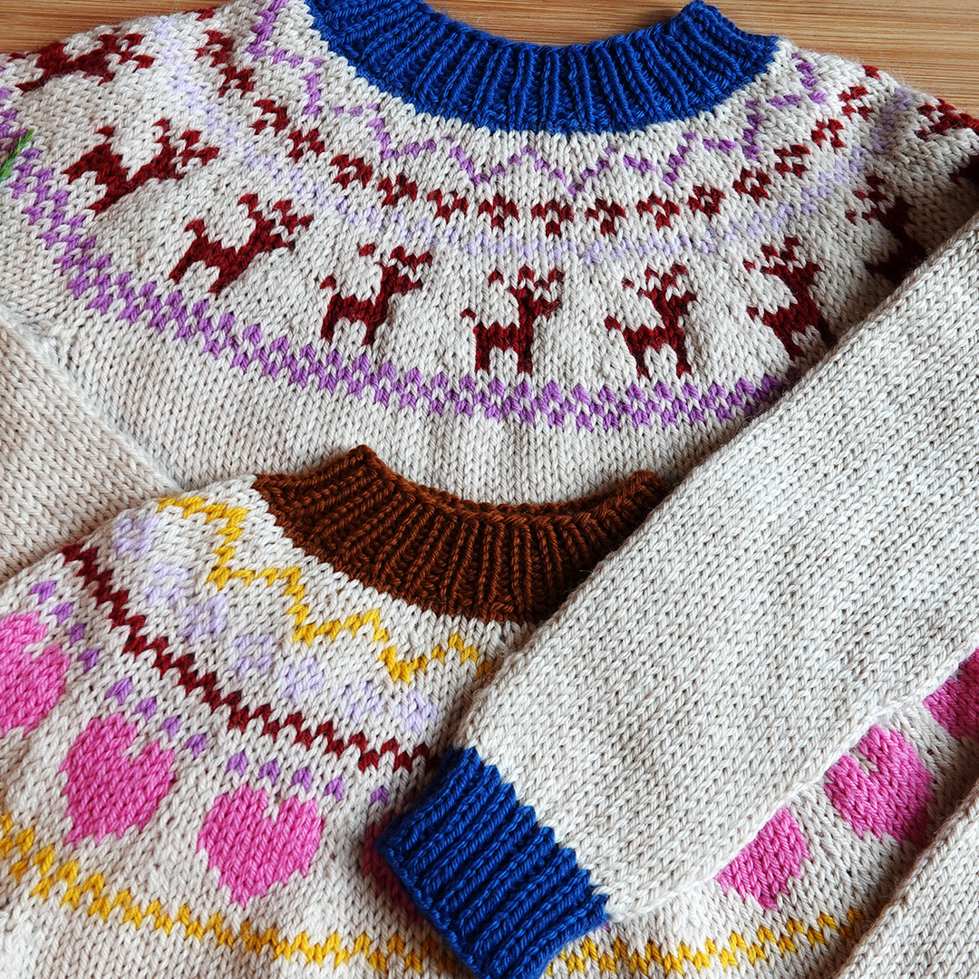 Sweater til børn med hjerter - strikkeopskrift