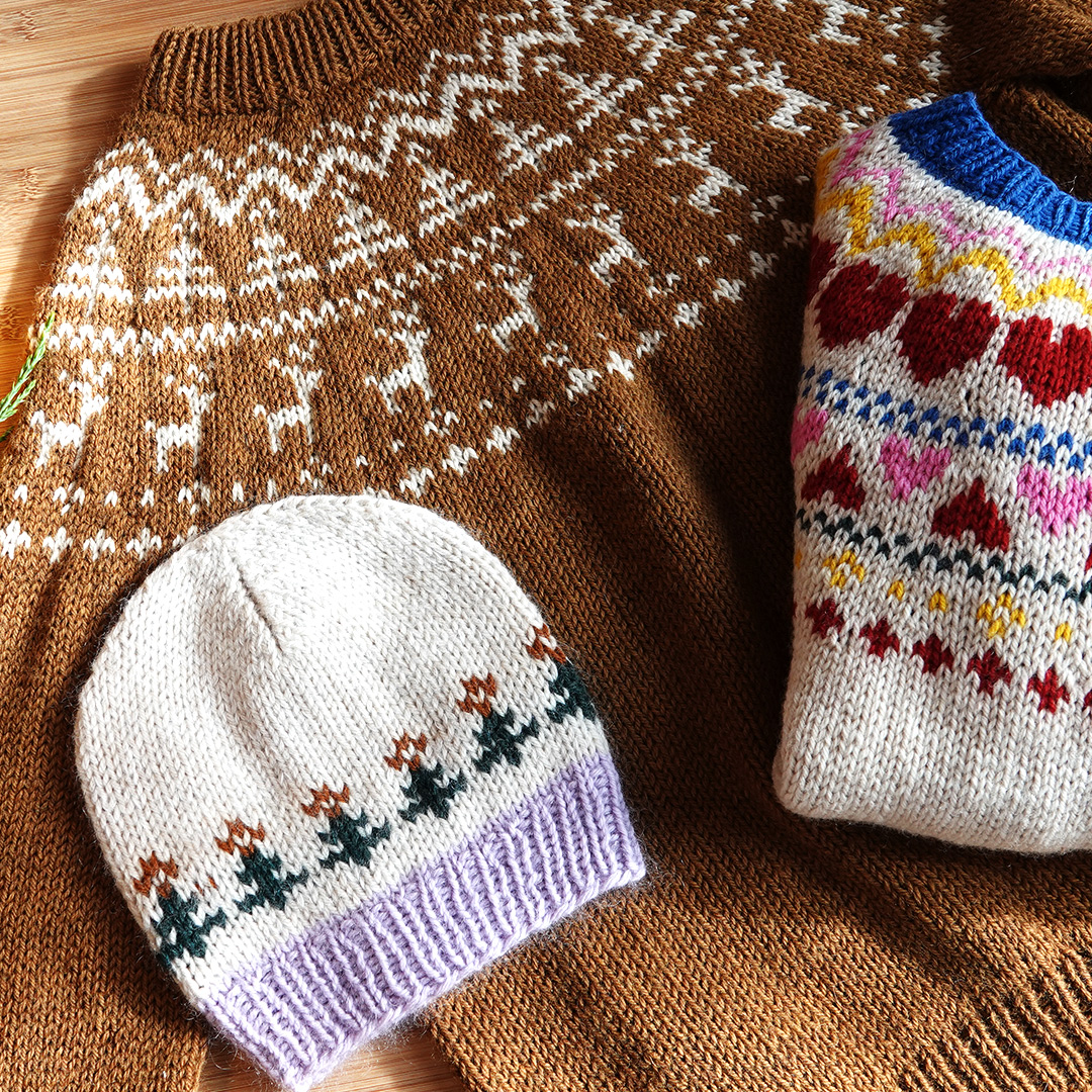 Sweater til børn med rensdyr - strikkeopskrift