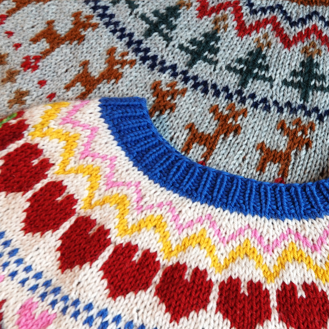 Sweater til børn med rensdyr - strikkeopskrift